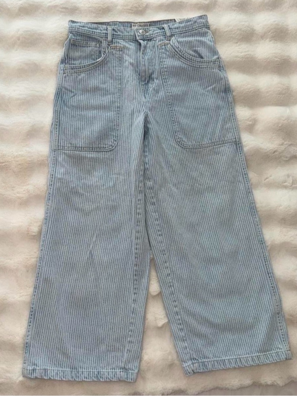 Free people piper wide leg mid rise crop pants railroad stripe 27